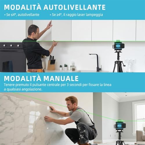  **cjumel 4DProfessional Laser Level 4 x 360° Multifunzionale con Batteria 6000mAh e Comando a Distanza**
| **Laser Leve