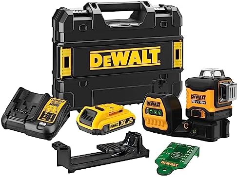  DEWALT DCE089D1G QW Laser 3 Line 10.8 V XR Lithium |0 Ah Molechiaro Nero/Verde, Ideale per Professionisti e Appassionat