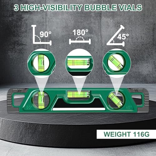 Spirit Level Professionale 23 cm Torpedo Magnetico con 3 Bubbles e Coperture Termiche Resistenti al Shock