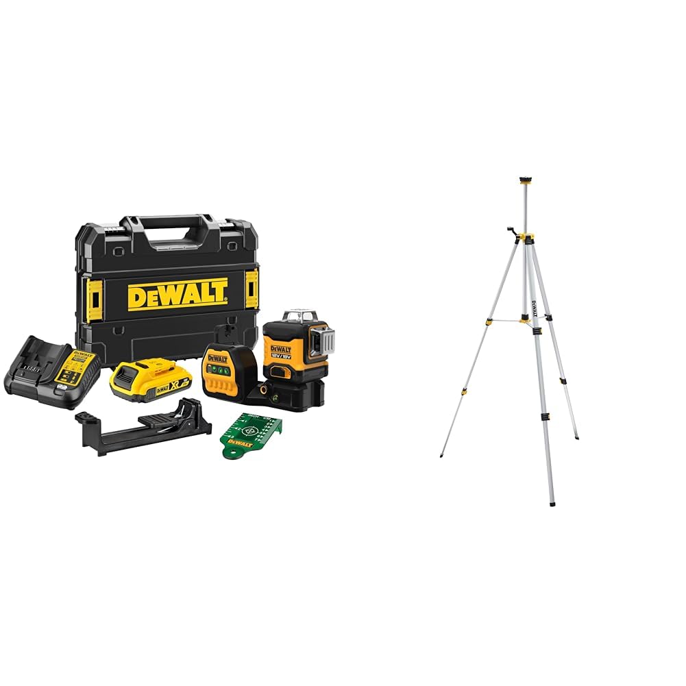  DEWALT DCE089D1G QW Laser 3 Line 10.8 V XR Lithium |0 Ah Molechiaro Nero/Verde, Ideale per Professionisti e Appassionat