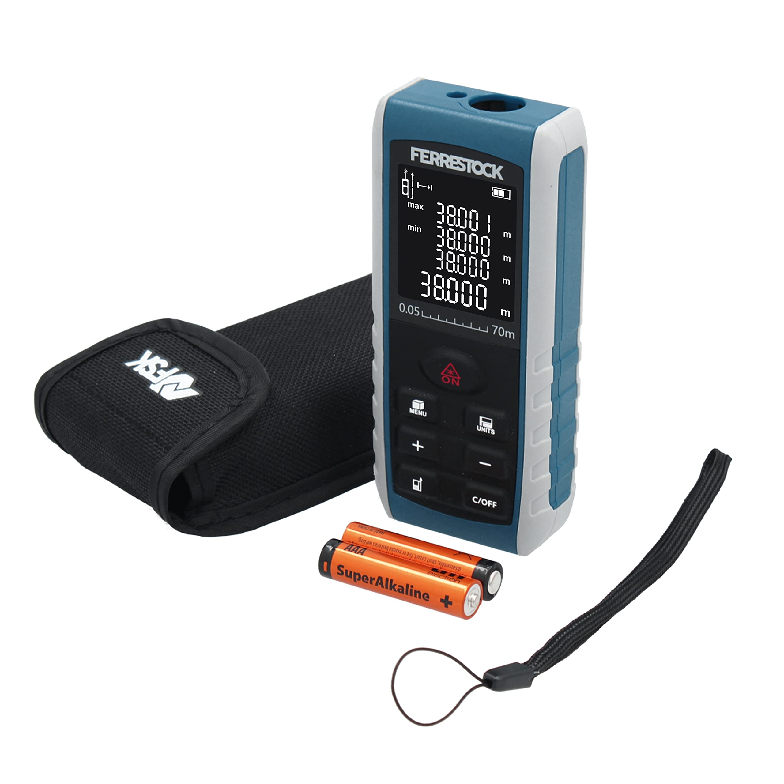  Ferrestock 70m Laser Meter per costruttori professionali con display LCD e 99 memorie
| Ferrestock 70m Laser Metroso pe